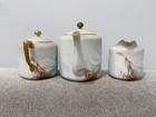 Antique Japanese Nippon Morimura Porcelain 3 Piece Tea Set W  Swan Decoration
