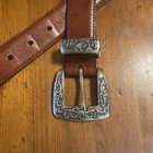 Fossil Genuine Leather Croco Embossed Black Concho Belt Large Western Boho Large