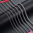 16-36  Stainless Steel Silver Chain Cuban Curb Womens Mens Necklace 3 5 7 9 11mm