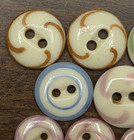 Vintage Lot Of 10 Stenciled China Porcelain Buttons - 7 16   9 16    11 16  m11 