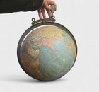 Antique C 1900 Hanging World Globe British Empire Era Paper Gores Metal Meridian