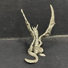 Rawcliffe Pewter Winged Dragon Horns Rhinestone Jewel Eyes Figurine Rpg Vtg 1992