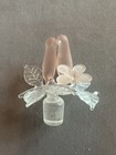 Vintage Frosted Pink Glass Perfume Bottle With Bird Stopper Beautiful        
