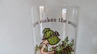 Vintage Glass Holly Hobbie Love Makes The World Go Round
