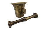 Antique Solid Brass Mortar   Pestle Set With Handles Heavyweight Vintage Decor