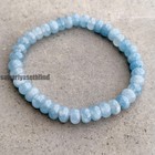 Natural Aquamarine Bracelet 8mm Rondelle Beads     March Birthstone Sterling Silve
