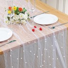 Pearl Table Runner 10ft  30x120 Inch Lvory Boho Rustic Tulle Lace White  1 Pack
