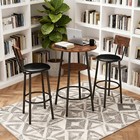 3 Pieces Round Bar Table And Chairs Set  Small Dining Table For 2 With 2-tier