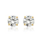 14k Solid Yellow Gold 6mm Round Cz Stud Earrings