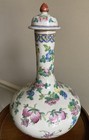 Antique Chinese Famille Rose Porcelain Bottle Vase W lid Flowers 15 