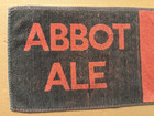 Vtg Abbot Ale Beer 17  X 9  Red And Black Cotton Bar Towel Or Golf Bag Towel