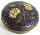 Vintage Tin Floral Flowers Blue Yellow Green Pink Tin Box Container Metal 4   