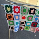 Vintage Granny Square Pattern Multicolor Crocheted Throw Blanket Afghan 54 x42 