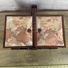 Vintage Accordion Sewing Box Wood Mid Century Modern Floral Granny W  Thread