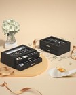 Jewelry Box Organizer With Clear Lid  2 Drawers  Elegant Black Storage Case