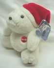 Coca-cola 1996 Cute Polar Bear W  Santa Hat 7  Push Stuffed Animal Toy W  Tag