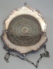 Antique Ornate   Monogrammed Round German Silver Metal Mesh Coin Purse Bag