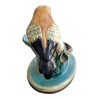 Antique Majolica Bird Perched On Water Lily Figurine A  Condition