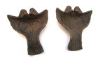Pair Primitive Old 1870 s Ornate Cast Iron Antique Pot Belly Stove Legs Two Feet