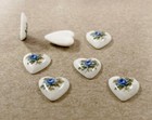 12 Vintage Japan Glass Blue Rose 11mm  White Heart Cameo Cabochons 390