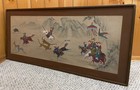 Vtg Antique 49  Japanese Cavalry Hunting Tigers Hand Painted Silk Art Painting
