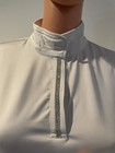 Hkm Sports White Short Sleeve Blingy Snapneck Equestrian Competition Shirt Sz L