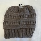 C c Messy Bun Beanie Tail Brown Women s One Size Stretch Knit Acrylic Winter