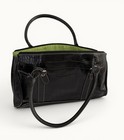 Vintage Anne Klein Black Leather Croc Satchel Shoulder Bag Y2k 90s