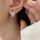 925 Sterling Silver Retro Filigree Huggie Earrings Oriental Vintage Women Gift