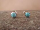 Small Native American Sterling Silver Turquoise Dot Post Earrings