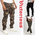 Victorious Men s Utility Front Big Pocket Cargo Jogger Pants Jg3034ey S 5xl