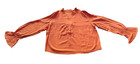 Women   s Rust Orange Linen-feel Blouse Long Bell Sleeve Boho Relaxed Top - M