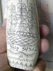 Scrimshaw Sperm Whale Tooth Resin Reproduction   Susan  6 Inches Long 
