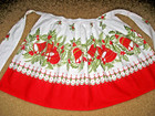 Vintage Cotton Christmas Half Apron W  Pocket Holly Berries  Ivy Bells 1950 s