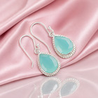 Aqua Chalcedony Gemstone 925 Sterling Silver Woman s Earring 1 40  Birthday Gift