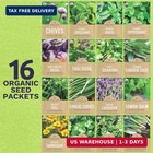Organic Herb Seeds Variety Pack - 16 Individual Packs - 2026 Season - Basil  Cil