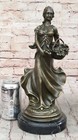 Hot Cast Bronze Sculpture Statue Classical Decor Flower Maiden Young Girl Figure