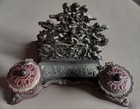 Brass Inkwell letter Holder Desk Accessory Vintage Antique Cherubs