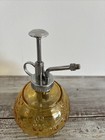 Yellow Water Atomizer Bottle Vintage Antique Etched Glass Warm Amber Pump