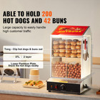 40l Commercial Hot Dog Bun Steamer 2-tier Electric Warmer Display Slide Doors