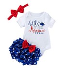Infant Newborn Baby Girl 4th Of July Outfits Letter 0-3 Months White blue