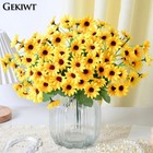 24-head Yellow Artificial Silk Sunflower Bouquet Flowers Ornaments Home Wedding