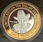Sam s Town Las Vegas  10 Silver Strike Token 2008 Sam Boyd New Case