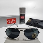 New  Ray-ban Rb3025 Aviator Pilot Sunglasses Black Frame Glass Gray Lens 58-14mm