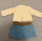 American Girl Doll Outfit Set White Long Sleeve Top   Blue Skirt Fit 18   