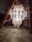 Mid Century Modern Chandelier 5 Tiers Brass  Glass And Lucite