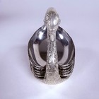 Vintage Silver Plated Metal Swan Cocktail Dish Set With 5 Dishes 