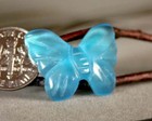 Blue Butterfly Totem Spirit Animal Carved Cats Eye Stone Fetish Figurine 9247
