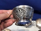 Hand Engraved Middle Eastern Tea coffee Cup Holder Set 84 Solid Silver 752 Grams