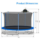 12 Ft  Blue Round Outdoor Trampoline With Safety Enclosure And Basketball Hoop